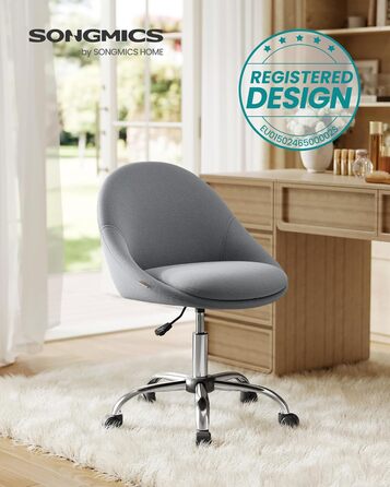 Крісло SONGMICS для офісу та дому, крісло для макіяжу, регульоване по висоті, сірий колір, тканина (OBG020G04)