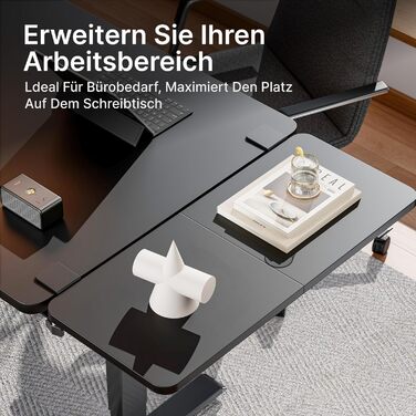 Підставка для ноутбука на стіл ергономічна, 700x300 мм, з підставкою для клавіатури та регульованою підлокітником, чорна | Розширювач столу для дому та офісу