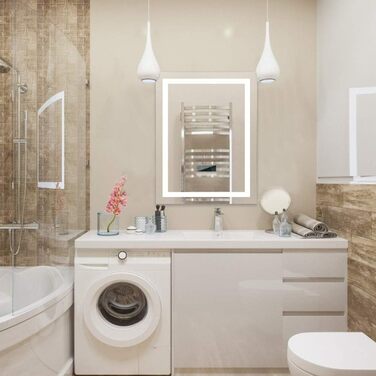 Дзеркало для ванної кімнати Kedia LED з підсвічуванням, 100x60 см, білий колір, Bluetooth, проти запотівання