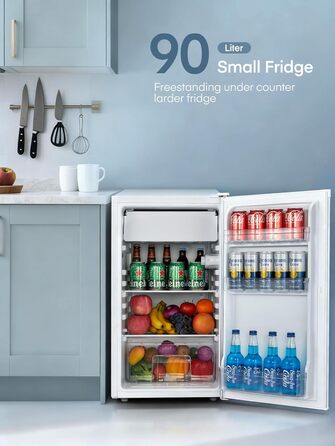 Компактний холодильник FOHERE на 90л з морозильною камерою, регулюванням температури (7 рівнів) та відділенням для овочів, білий