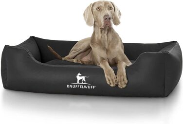 Лежанка для собак зі штучної шкіри Knuffelwuff Sidney XL 105x75см Black - знімна, проста в догляді, для всіх собак