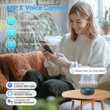 Робот-пилосос з функцією миття та станцією самоочищення, об'єм 3.5л, для килимів та шерсті тварин, з керуванням через додаток та Alexa, LiDAR навігація, час роботи 180 хвилин (світло-чорний)