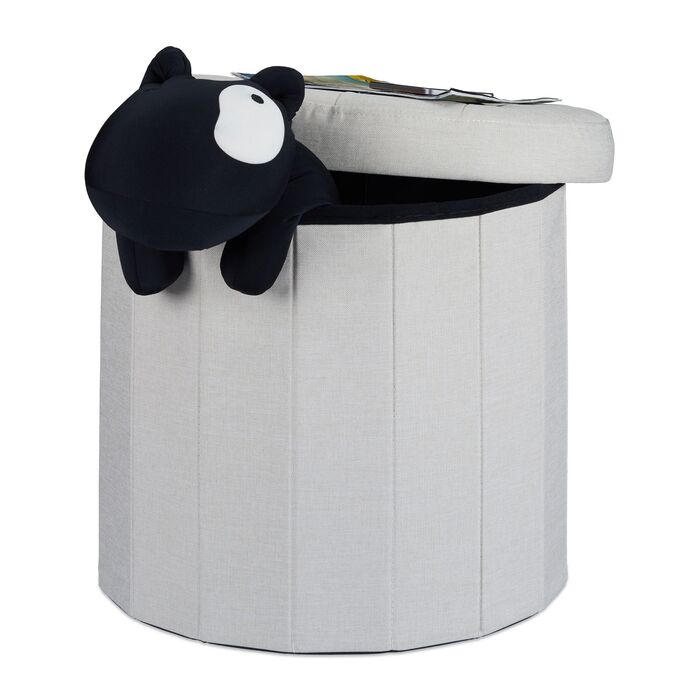 Relaxdays Пуф з місцем для зберігання, великий, круглий