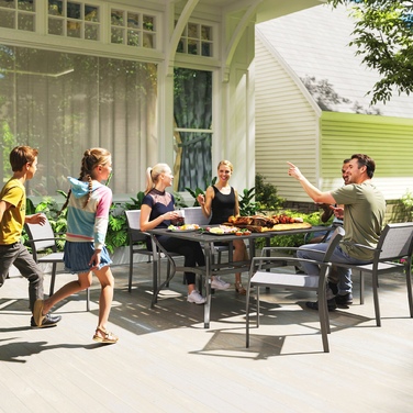 Outsunny Garden Table Сталь 150x90 см Атмосферостійкий балконний стіл з отвором для парасольки, Дизайн планок Фуршетний стіл Кемпінговий стіл на 6 персон Стіл для патіо Відкритий обідній стіл для саду, патіо Балкон чорний