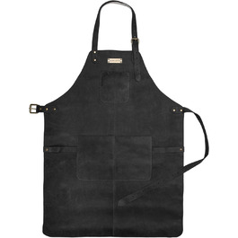 Чоловіча шкіряна фартух для грилю Drakensberg 'Bob', ручної роботи, вінтажний чорний колір