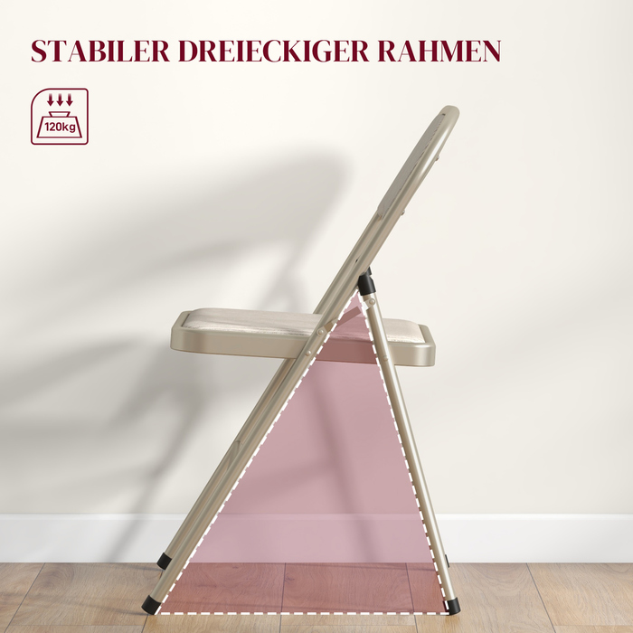 Набір з 4-х розкладних стільців HOMCOM – портативні офісні стільці зі сталевими ніжками. Зручні складні стільці для офісу, рецепції, зони очікування, з дизайном під льон, бежевого кольору.