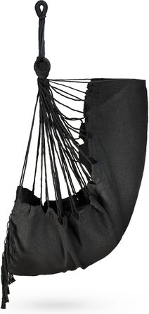 Підвісне крісло-гойдалка з подушкою 100x130x75 см, до 150 кг, для саду та дому, чорне