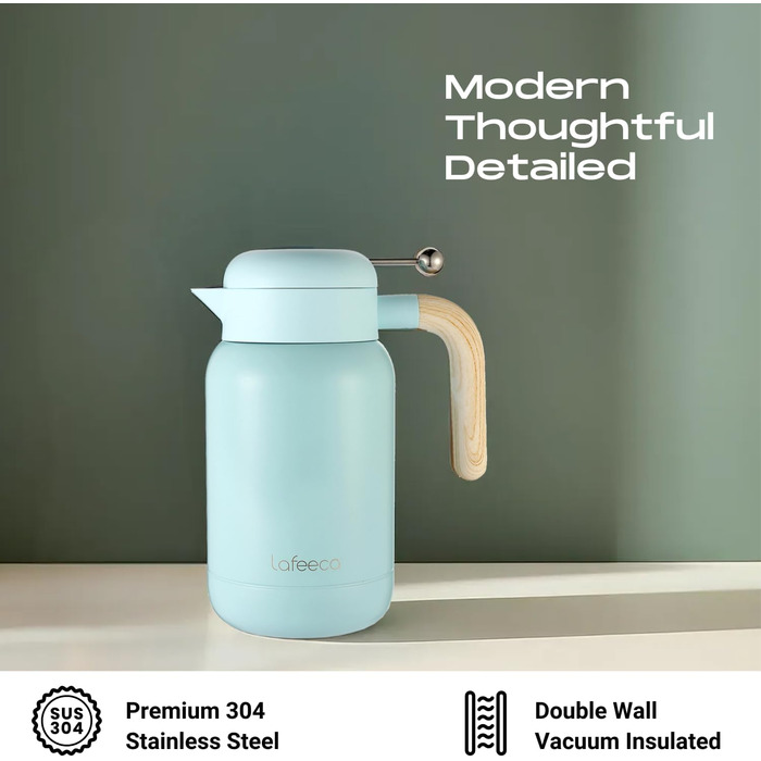 Термос для кави та чаю Aura Dune Mirage Blue 1.5 л (51 oz) з вакуумною ізоляцією, BPA-free