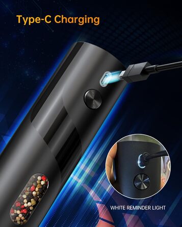 Електричні солі та перечні млини CIRCLE JOY з підставкою, чорні. Набір з LED-підсвіткою, регульована ступінь помелу, 110 мл, нержавіюча сталь