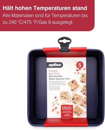 Форма для випічки Zyliss E980194 Springform, з антипригарним покриттям, з вуглецевої сталі, темно-синього кольору, з плоскою основою, для маленьких тортів, з гарантією 5 років