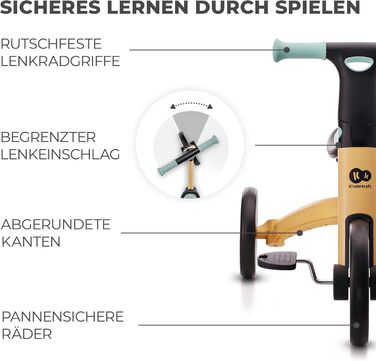 Триколісний велосипед Kinderkraft 4TRIKE 3в1: бігобіл, самокат, велосипед, складаний, для дітей від 12 місяців до 5 років (жовто-блакитний)