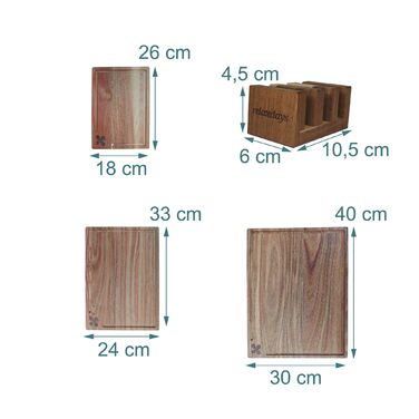 Набір дерев'яних обробних дощок Relaxdays (3 шт.) зі стійкою