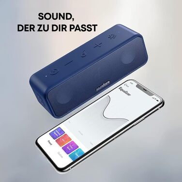 Soundcore 3 Bluetooth Портативна Колонка: Стерео Звук, Titan Membrana, BassUp, 24 год, IPX7, EQ, для дому та на вулицю (Чорний)