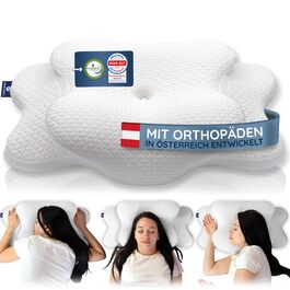 Ортопедична подушка 'Bamboo' з меморі-піною та бамбуковим чохлом – для тих, хто спить на спині, боці та животі. Білий колір.