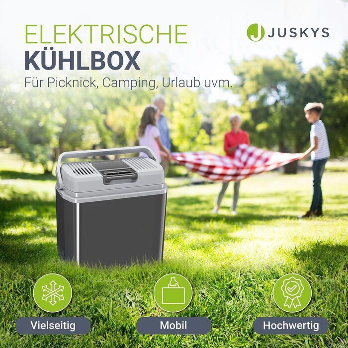 Автомобільний холодильник Juskys 24л 12/230V: термобокс для авто, кемпінгу, подорожей - охолодження та підігрів