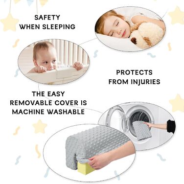 Захист для ліжечка HAVARGO для дітей (90 см, сірий) - бортик, захист рами ліжка, знімний чохол