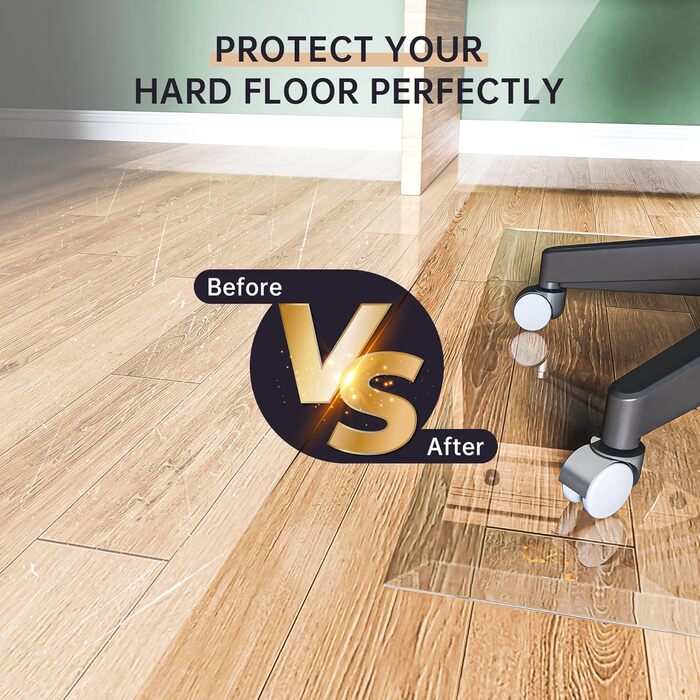 Захисна підкладка під офісний стілець з прозорого скла, 121 x 91 см, з заокругленими краями, для захисту підлоги, підходить для килимових та дерев'яних підлог