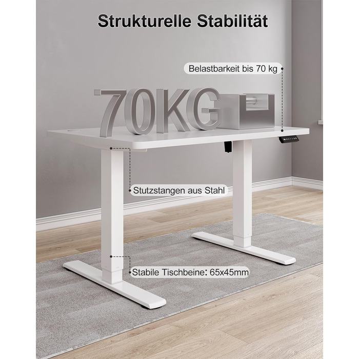 Дитячий електричний стіл Airfish, 80x60 см, регулювання висоти, пам'ять, для дому/офісу, білий