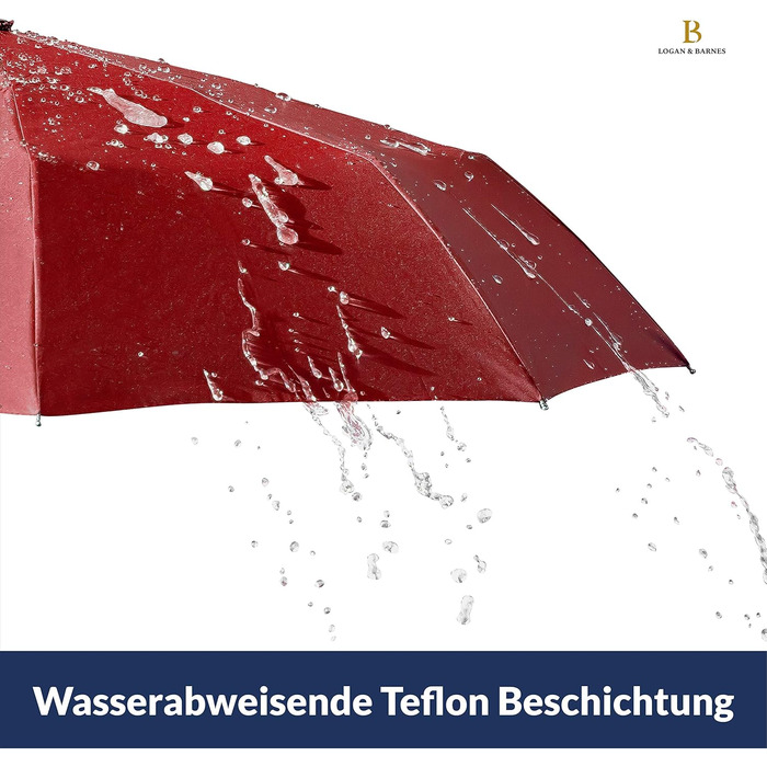 Штормова складна парасолька LOGAN & BARNES до 140 км/год, з тефлоновим покриттям, модель Boston Red