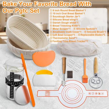 Набір для випікання хліба з закваскою: форма для хліба, силіконовий скребок, скляний контейнер для закваски