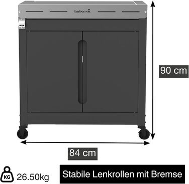 Барбекю-стіл Barbecook Premium Buddy з місцем для зберігання та вбудованим відкривачем для пляшок, для газового гриля, 84 x 46 x 90 см