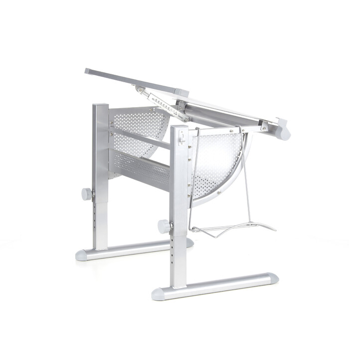 Дитячий стіл BELIA регульований по висоті та куту нахилу, білий / сріблястий, hjh OFFICE