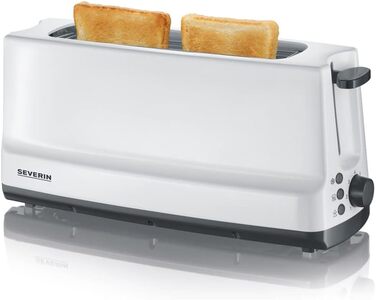 Автоматичний тостер з довгим розрізом 4 тости Автоматичний тостер з насадкою для булочки, тостер з нержавіючої сталі для підсмажування, розморожування та нагрівання, 1,400 Вт, білий/сірий, AT 2234 (2 скибочки тостів)