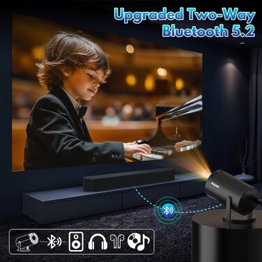 Портативний проєктор Mini Beamer: 1080P, 4K, Android, iOS, WiFi, Bluetooth, 180°