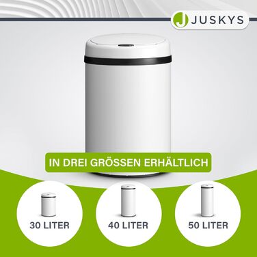 Відро для сміття Juskys з датчиком руху, 50 л - сталеве, з кришкою-затискачем для пакетів, кухонне
