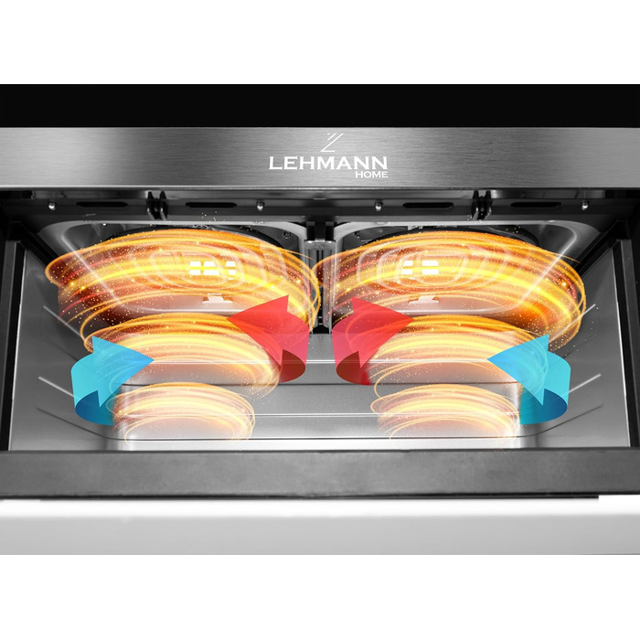 Фритюрниця повітряна LEHMANN XXL з 2 камерами (9л) - 13 програм, Touchscreen, антипригарне покриття