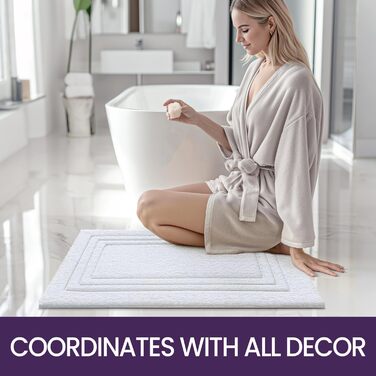 Килимок для ванної кімнати DEXI, м'який, нековзний, миючий, 40 x 60 см, білий