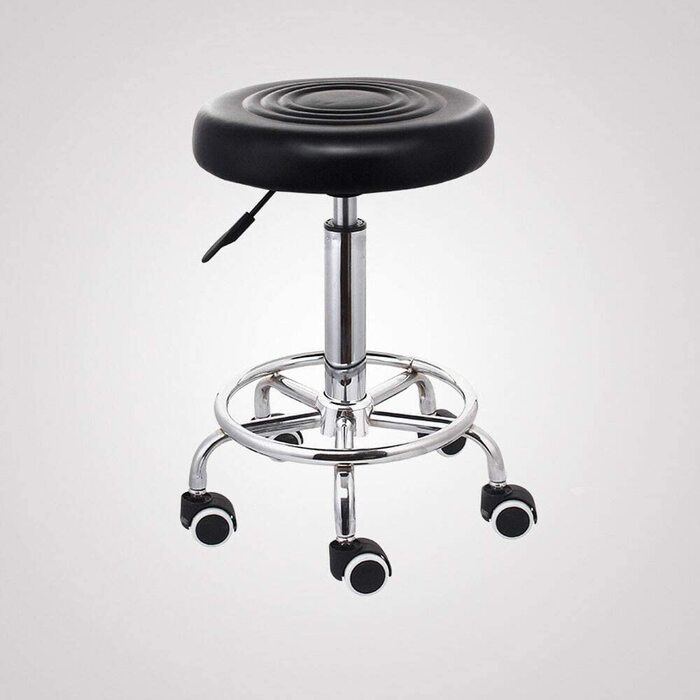 Обертовий стілець на колесах мінус один, обертовий стілець на колесах, барний стілець, робочий стілець, косметичний стілець, стілець для перукарні, вільно обертається на 360 , вантажопідйомність до 100 кг (чорний)