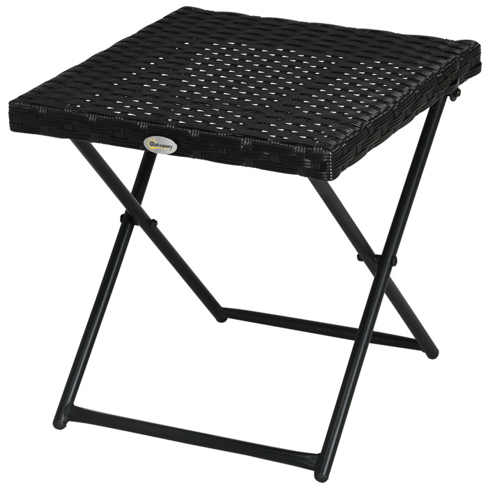 Outsunny Side Table Розкладний садовий стіл з полі ротанга, журнальний столик для балкона, метал чорний 40 x 40 x 40 x 40 см