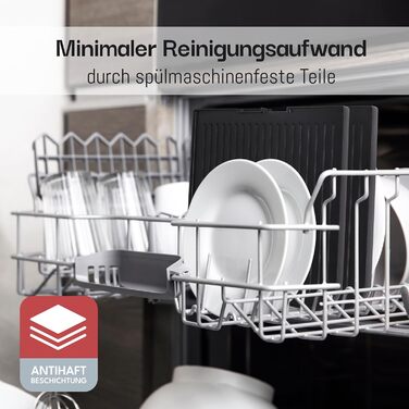 LEBENLANG Електричний гриль для столу - з щипцями та захистом від бризок | 2400W | Для дому та вулиці | Гриль для балкона, столу | Електричний гриль-плита