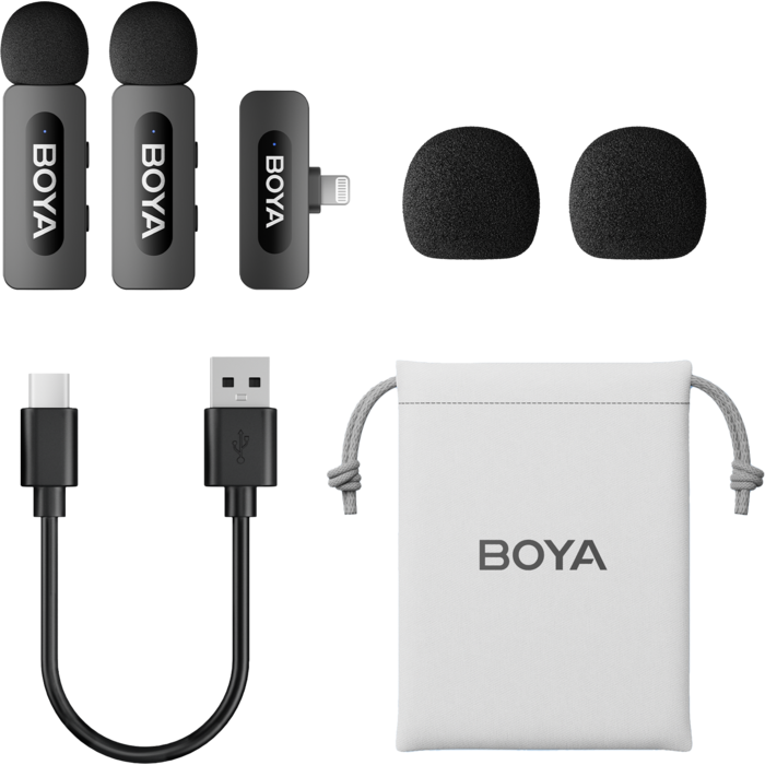 Бездротовий петличний мікрофон BOYA BY-V2 Lightning Black