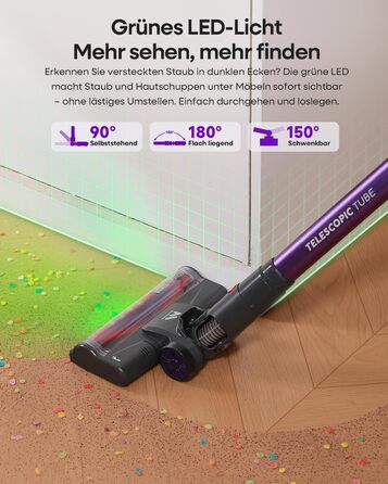 Акумуляторний бездротовий пилосос AlloyMove A03 Lila: 45000Pa, 450W, 60 хвилин, LED, для тварин, килимів, твердих поверхонь