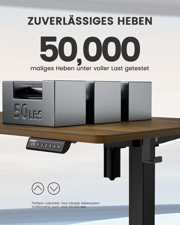 Електричний регульований стіл ErGear 120x60 см з пам'яттю, для дому та офісу, з кріпленням, колір горіх