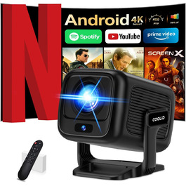 Портативний проєктор Mini Beamer 4K Full HD з 5G WiFi 6, Bluetooth 5.4 та автоматичною корекцією трапецеїдальних спотворень. Підтримка USB/Laptop/PC, з мишкою та пультом дистанційного керування. Чорний (Black-1)