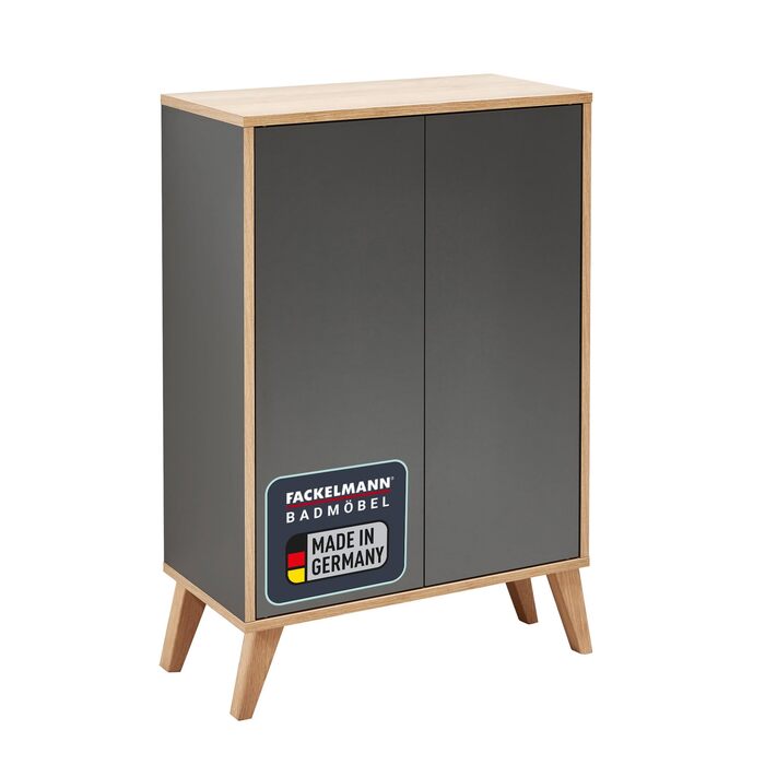 Тумба під умивальник FACKELMANN Finn, коричнева, 60 см, ретро-стиль, push-to-open, Made in Germany