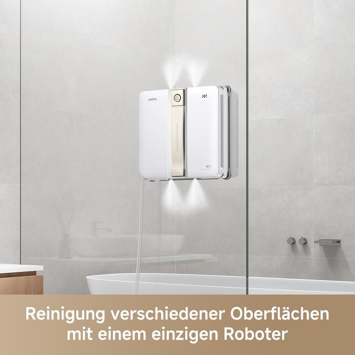 Робот для миття вікон MOVA N1, компактний, система подвійного розпилення, 8000 Па, безпечний, інтелектуальна навігація, повне покриття, все в одному