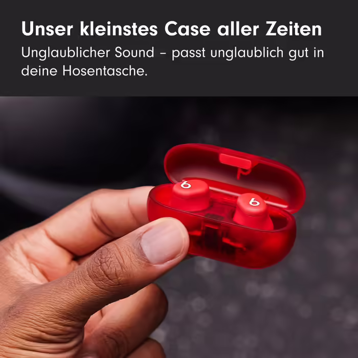 Beats Solo Buds – бездротові Bluetooth In-Ear навушники, 18 годин роботи, сумісні з Apple та Android, з мікрофоном, прозоро-червоні
