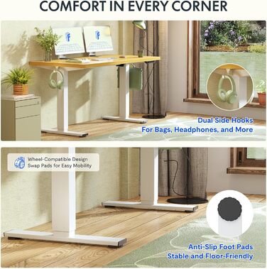 Регульований стіл FLEXISPOT 160x80 см з LED-дисплеєм та пам'яттю (Акорн, Білий)