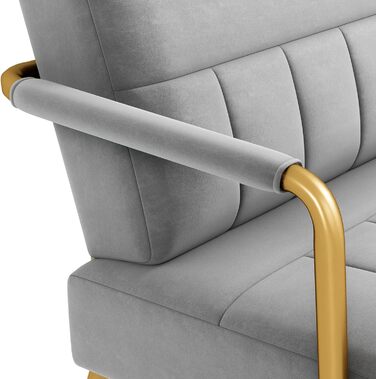 Ягетех Полицьове диван з підлокітниками та металевими ніжками. Сучасний двомісний диван з 2 подушками для попереку. Loveseat для вітальні/спальні, 143,5 см, світло-сірий