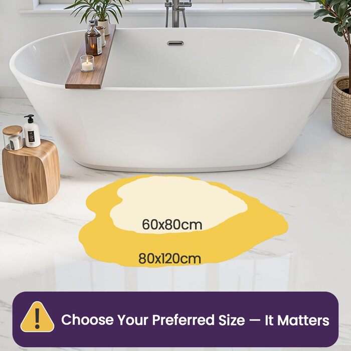 Килимок для ванної кімнати DEXI Ovale - антиковзаючий, з малюнком, 80x120 см, Monstera