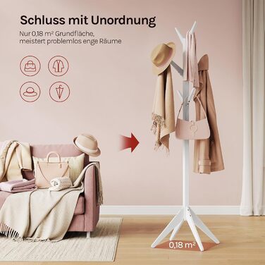 Вільхува Kleiderständer - дерев'яний вішак для одягу з 8 гачками, 180 см (білий)