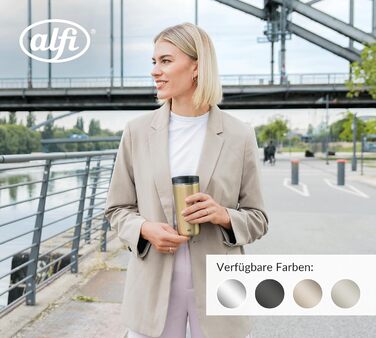 Термокружка Alfi ISO COFFEE MUG PRO: нержавіюча сталь, 0.38 л, для кави з собою, зберігає тепло 6 год, холод 12 год, BPA-free, миється в посудомийній машині
