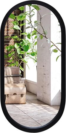 Дзеркало овальне Americanflat Spiegel Oval 30x61 см - чорне, для ванної, вітальні, спальні