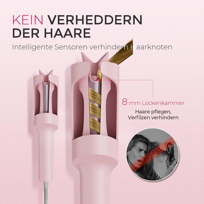 Автоматичний локон-стайлер TYMO CURLPRO 25mm - рожевий, з термозахистом, 3 температурні режими (160-210°C), для великих та маленьких локонів