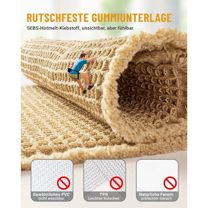 Набір килимків для ванної кімнати, антиковзні килимки, килимок для ванної, набір 2 шт, бохо килимок для ванної, пральний душ-килимок для вітальні, спальні, ванної кімнати, декор для ванної, 51 x 60 см + 41 x 61 см, коричневий та білий (коричневий)