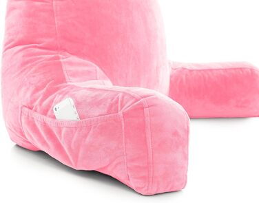 Подушка для чоловіка з підлокітниками - темно-сіра, для читання та відпочинку в ліжку, висока спинка, преміум піна пам'яті, знімний валик для шиї, оригінальна версія (світло-фіолетовий)